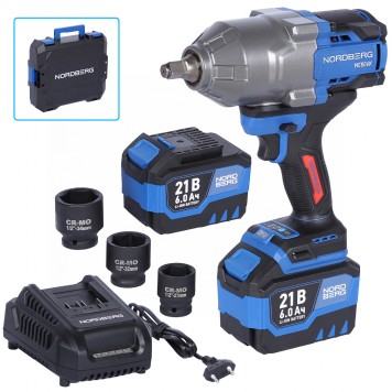 Гайковерт аккумуляторный NORDBERG NE806K-1/2 (1/2", 21 В, 1500 Нм)
