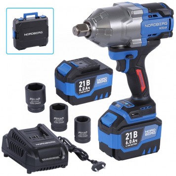 Гайковерт аккумуляторный NORDBERG NE806K-3/4 (3/4", 21 В, 1500 Нм)