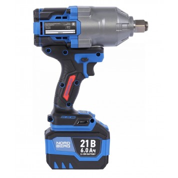 Гайковерт аккумуляторный NORDBERG NE806K-3/4 (3/4", 21 В, 1500 Нм)-6